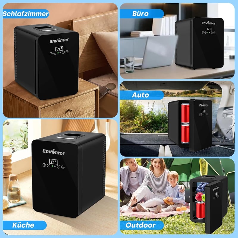 Enventor 10 literes mini hűtőszekrény LCD kijelzővel, fűtés/hűtés funkcióval, autóhoz és irodához