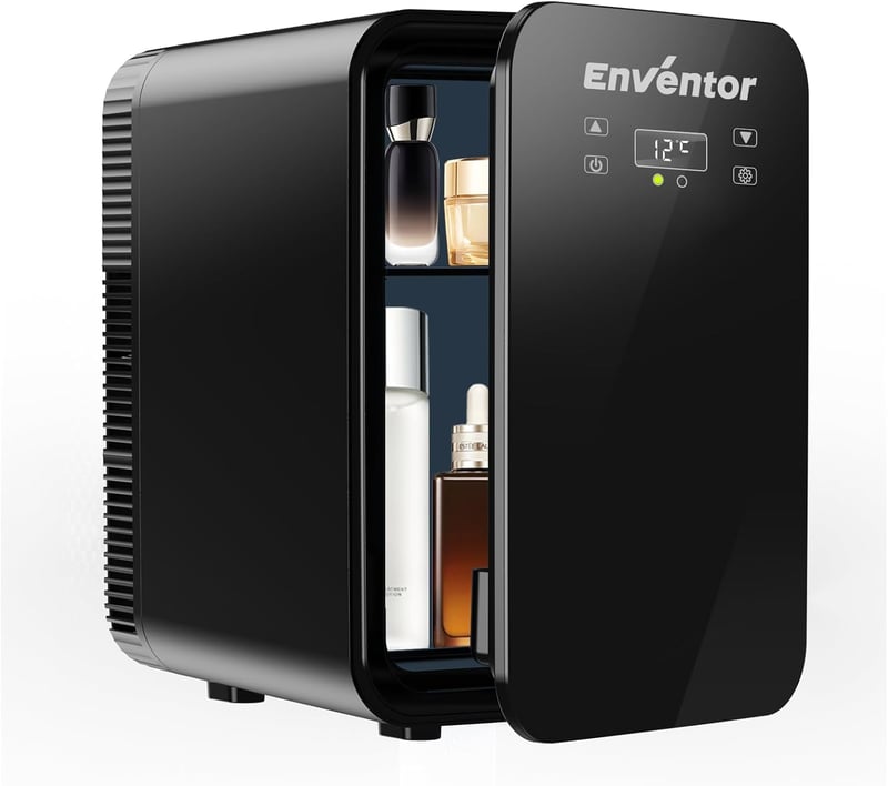 Enventor 10L Mini Hűtőszekrény Fűtéssel, Autós Hordozható Hűtő 12V/220V, Szobai Kozmetikai Hűtőgép