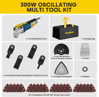 Unealtă multifuncțională oscilantă Enventor 300 W cu 28 de accesorii, 6 trepte de viteză 15000-22000 RPM, oscilație de 3 grade, pentru tăiere, găurire, șlefuire, polizare 7