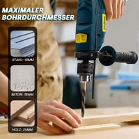 Mașină de găurit cu percuție Enventor 900 W cu set de 36 de piese, două funcții, 0-3000 rpm, mandrină de 13 mm și mâner rotativ la 360 de grade, pentru beton, metal și lemn 7