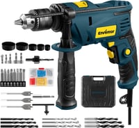 Mașină de găurit cu percuție Enventor 900 W cu set de 36 de piese, două funcții, 0-3000 rpm, mandrină de 13 mm și mâner rotativ la 360 de grade, pentru beton, metal și lemn 1