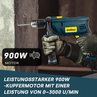 Mașină de găurit cu percuție Enventor 900 W cu set de 36 de piese, două funcții, 0-3000 rpm, mandrină de 13 mm și mâner rotativ la 360 de grade, pentru beton, metal și lemn 2