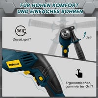 Mașină de găurit cu percuție Enventor 900 W cu set de 36 de piese, două funcții, 0-3000 rpm, mandrină de 13 mm și mâner rotativ la 360 de grade, pentru beton, metal și lemn 5