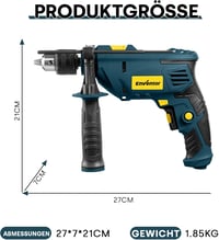Mașină de găurit cu percuție Enventor 900 W cu set de 36 de piese, două funcții, 0-3000 rpm, mandrină de 13 mm și mâner rotativ la 360 de grade, pentru beton, metal și lemn 9