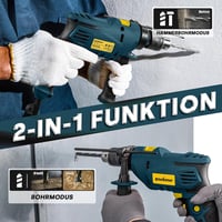 Mașină de găurit cu percuție Enventor 900 W cu set de 36 de piese, două funcții, 0-3000 rpm, mandrină de 13 mm și mâner rotativ la 360 de grade, pentru beton, metal și lemn 4