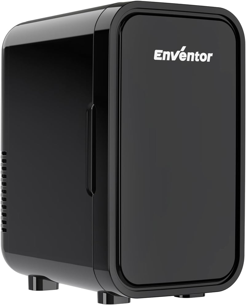Enventor mini hűtőszekrény 6 liter / 8 doboz, hordozható hűtő-fűtő, AC+12V - fekete