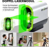 ENVENTOR zöld kereszt lézer szintezőlézeres szintmérő 50m mágneses tartóval 2