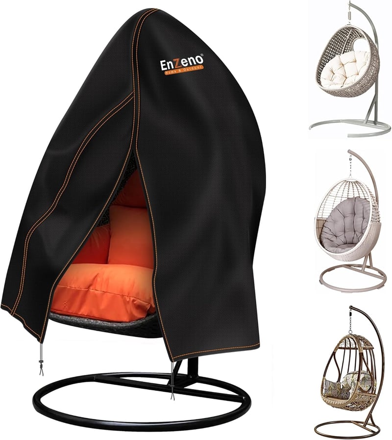 Husă de protecție impermeabilă pentru fotoliu suspendat tip ou Enzeno 115x190 cm, negru, pentru mobilier de grădină