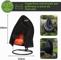 Husă de protecție impermeabilă pentru fotoliu suspendat tip ou Enzeno 115x190 cm, negru, pentru mobilier de grădină 2