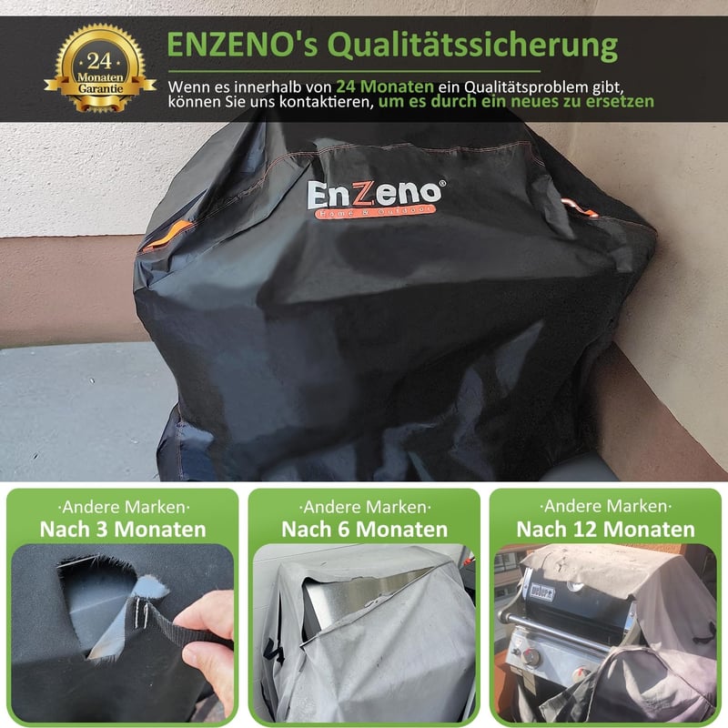 Enzeno Időjárásálló Grill Takaró 147x61x122cm - Vízálló BBQ Védőhuzat Weber Char Broil Grillekhez Oxford Anyag Fekete
