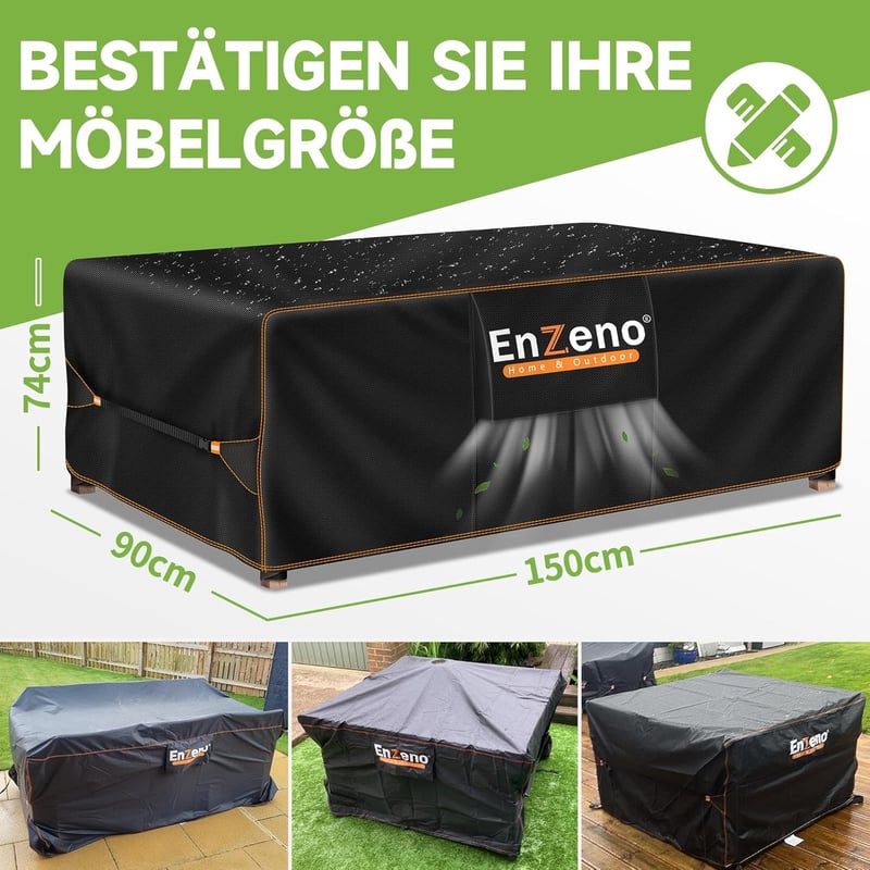 Enzeno kerti bútor takaró 150x90x74cm vízálló Oxford szövet téli védelem