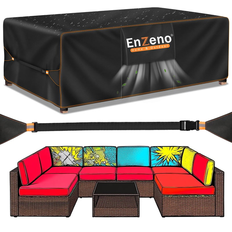Enzeno Nepremokavá plachta na záhradný nábytok s vetracími otvormi 300x250x100 cm, ochranný kryt na záhradný stôl, terasový nábytok a pohovku