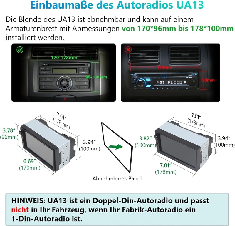 Eonon 7" Android 13 Autórádió Wireless CarPlay GPS Navigáció 2+32GB