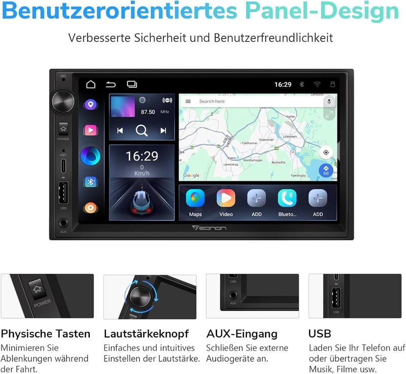 Eonon 7" Android 13 Autórádió Wireless CarPlay GPS Navigáció 2+32GB