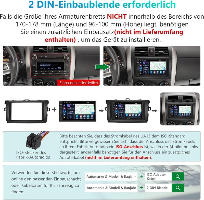 Eonon 7" Android 13 Autórádió Wireless CarPlay GPS Navigáció 2+32GB