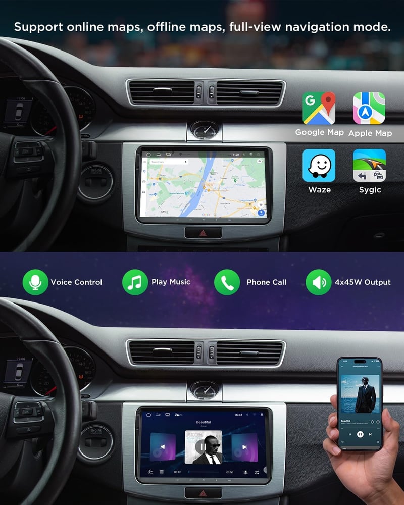 Eonon 9" Android 13 Autórádió VW T5 Golf Polo Touran 2+32GB CarPlay GPS