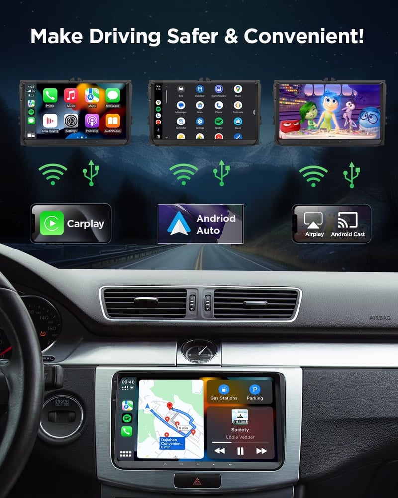 Eonon 9" Android 13 Autórádió VW T5 Golf Polo Touran 2+32GB CarPlay GPS