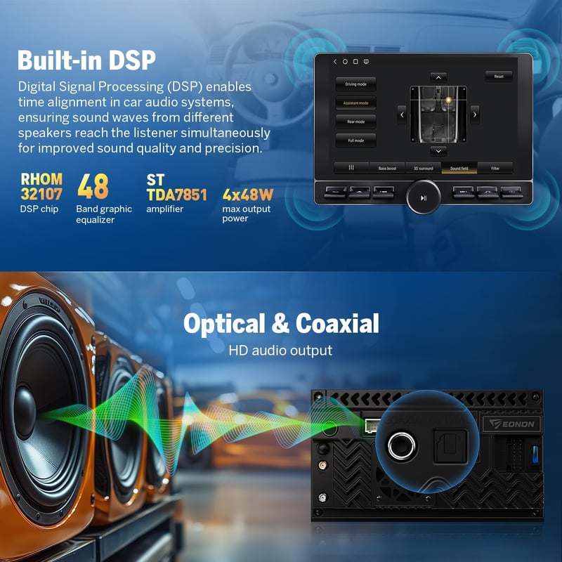 Eonon UX6K-PRO-MAX 10,1" Android 13 Autórádió 8+128GB 4G GPS Navigáció CarPlay Osztott Képernyő Bluetooth WiFi DSP Tolatókamerával Volkswagen