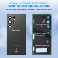 Eonpam Samsung Galaxy S24 Ultra S928 akkufedél csere üveghátlap kameralencsével - fekete 4