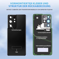 Eonpam Akkumulátor Hátlap Samsung Galaxy S21 Ultra 5G G998 Készülékhez - Eredeti Hátsó Üveg Borítás Csereszett Kamerakerettel (Fekete) 4