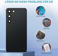 Eonpam Samsung Galaxy S23 S911 Hátsó Üveg Akkumulátorfedél Csere Készlet Kamerakerettel - Eredeti Minőségű Hátlap Javító Szett Fekete Színbe 3