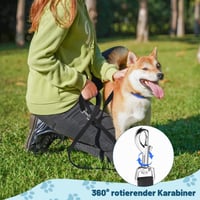 Lesă de dresaj pentru câini EOPUOZS, 10 m, lesă lungă din nailon pentru câini de talie mică și mare, cu mâner și carabinieră în D, pentru dresaj în aer liber, negru 5