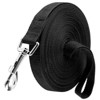 Lesă de dresaj pentru câini EOPUOZS, 10 m, lesă lungă din nailon pentru câini de talie mică și mare, cu mâner și carabinieră în D, pentru dresaj în aer liber, negru 1