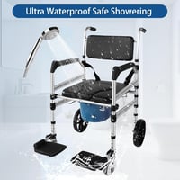 Eosprim Állítható Magasságú Toalett Kerekesszék - Mobil WC Szék Időseknek, Éjjeli és Zuhanyszék Kerekekkel Mozgáskorlátozottaknak 5