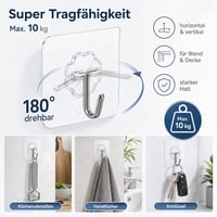 EOSWRU 30 db öntapadós horog átlátszó vízálló konyha fürdőszoba 3
