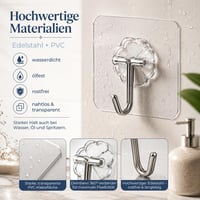 EOSWRU 30 db öntapadós horog átlátszó vízálló konyha fürdőszoba 2