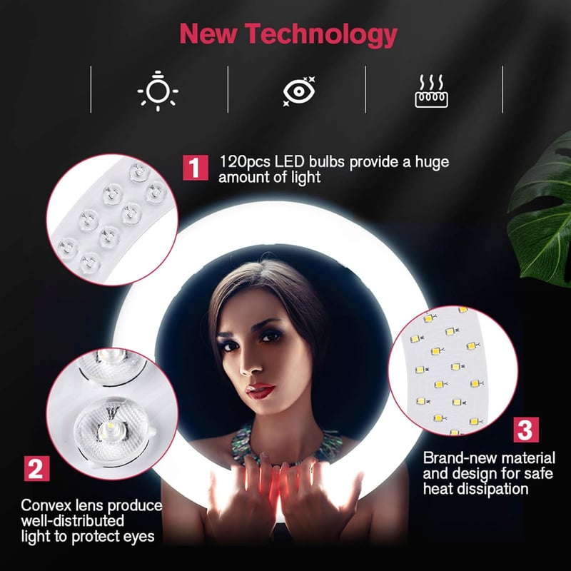 EOTO LIGHT 45cm LED Gyűrűlámpa Állvánnyal Dimmer Távirányítóval Smink Videó Fotózáshoz
