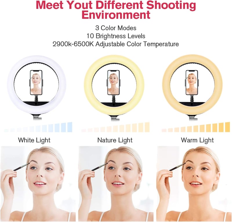 EOTO LIGHT 45cm LED Gyűrűlámpa Állvánnyal Dimmer Távirányítóval Smink Videó Fotózáshoz