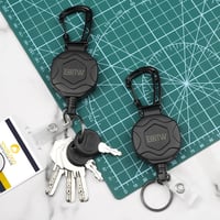 EOTW Visszahúzható Kulcstartó 70cm Acélkábellel, Azonosítókártya Tartó Karabiner Horgos Övcsat - Black 8