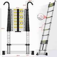 Teleskopický rebrík EOXCIIU 6,2 m, výsuvný hliníkový rebrík s hákmi, možnosť zaistenia vo viacerých polohách, na domáce opravy, do skladu a na záhradné práce 2