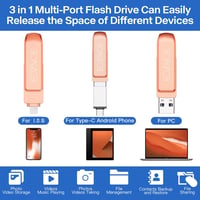 EOZNOE 32GB 3-in-1 USB Pendrive Telefonhoz - Alkalmazás Nélküli Fotó és Videó Tárolás, USB 3.0 Flash Meghajtó iPhone/Android/Tablet/PC Eszkö 2