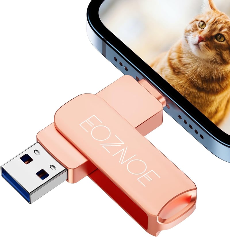 EOZNOE 64GB USB Pendrive 3-in-1 - Telefon Külső Memória Bővítő, USB 3.0 Fém Adattároló iPhone/Android/PC Kompatibilis, Fotó és Videó Mentésh