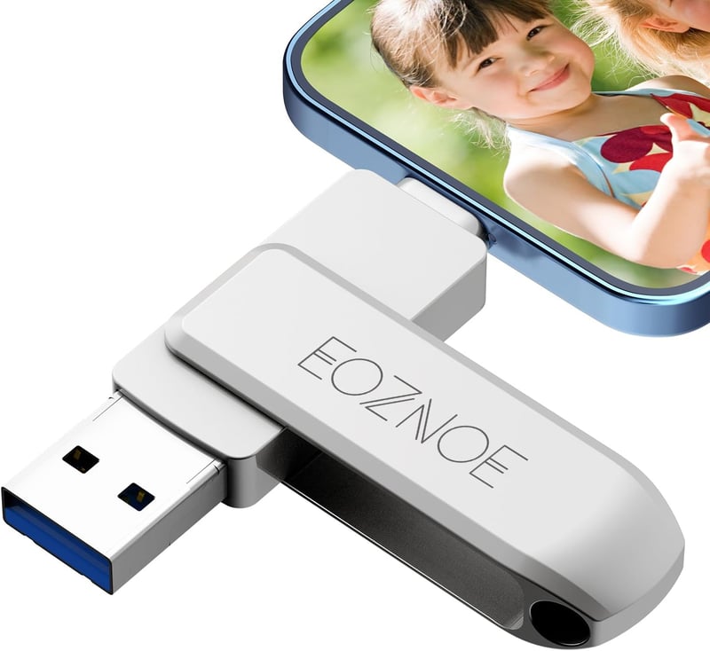 EOZNOE 32GB USB Pendrive Telefonhoz - 3in1 Adattároló Fotókhoz és Videókhoz, Alkalmazás Nélkül, Android/iOS/PC Kompatibilis, USB 3.0