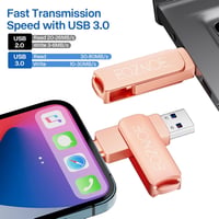 EOZNOE 64GB USB Pendrive 3-in-1 - Telefon Külső Memória Bővítő, USB 3.0 Fém Adattároló iPhone/Android/PC Kompatibilis, Fotó és Videó Mentésh 3