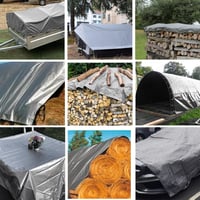 EPFHR Ponyva 4x8m Vízálló Takaróponyva 180g/m² Szürke-Fekete Fémkarikás Kerti Bútor Medence Trambulin Védőponyva 6