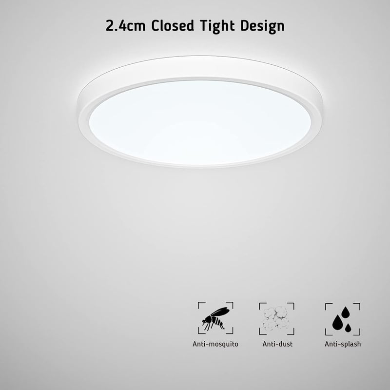 Epicflare LED Mennyezeti Lámpa Kerek 24W Hideg-Meleg Fehér Fürdőszoba Konyha Nappali