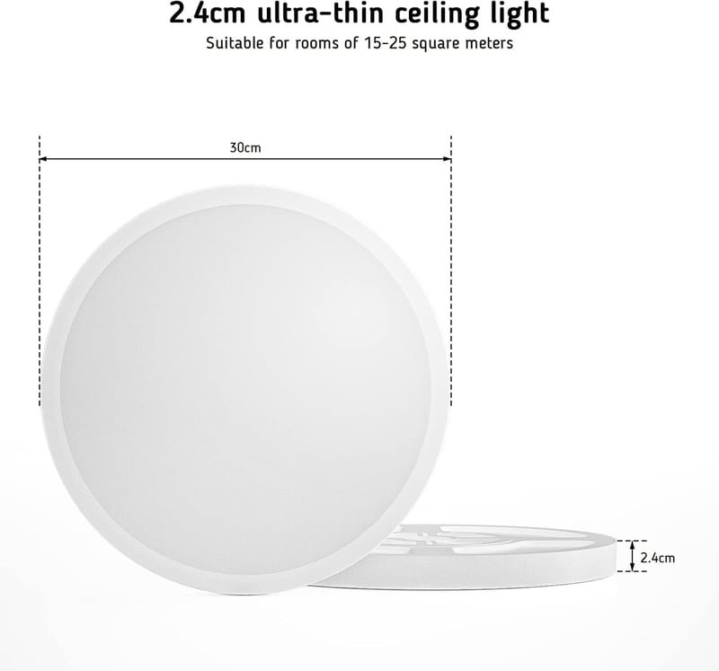 Epicflare LED Mennyezeti Lámpa Kerek 24W Hideg-Meleg Fehér Fürdőszoba Konyha Nappali
