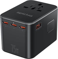 EPICKA GaN 75W Univerzális Utazó Adapter - 3 USB-C, 2 USB-A Gyorstöltő, 200+ Országhoz Kompatibilis Nemzetközi Konnektor Átalakító TA-105 Ma 1
