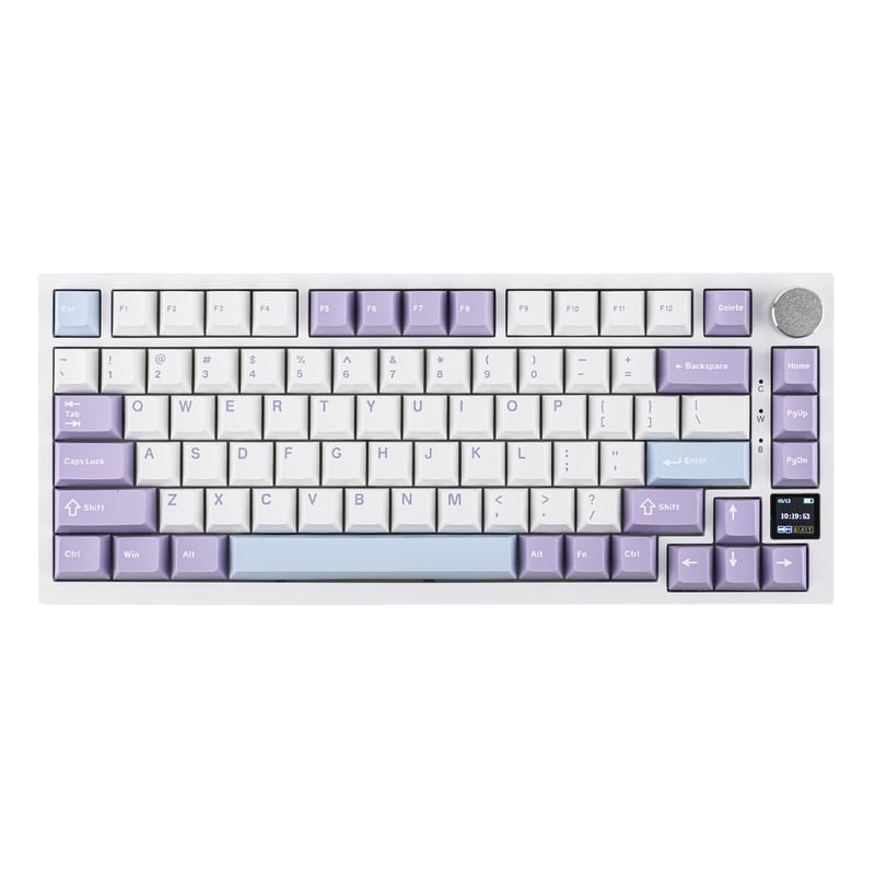 EPOMAKER Ajazz AK820 Pro 75% mehanička tipkovnica s TFT zaslonom - bijelo-ljubičasta