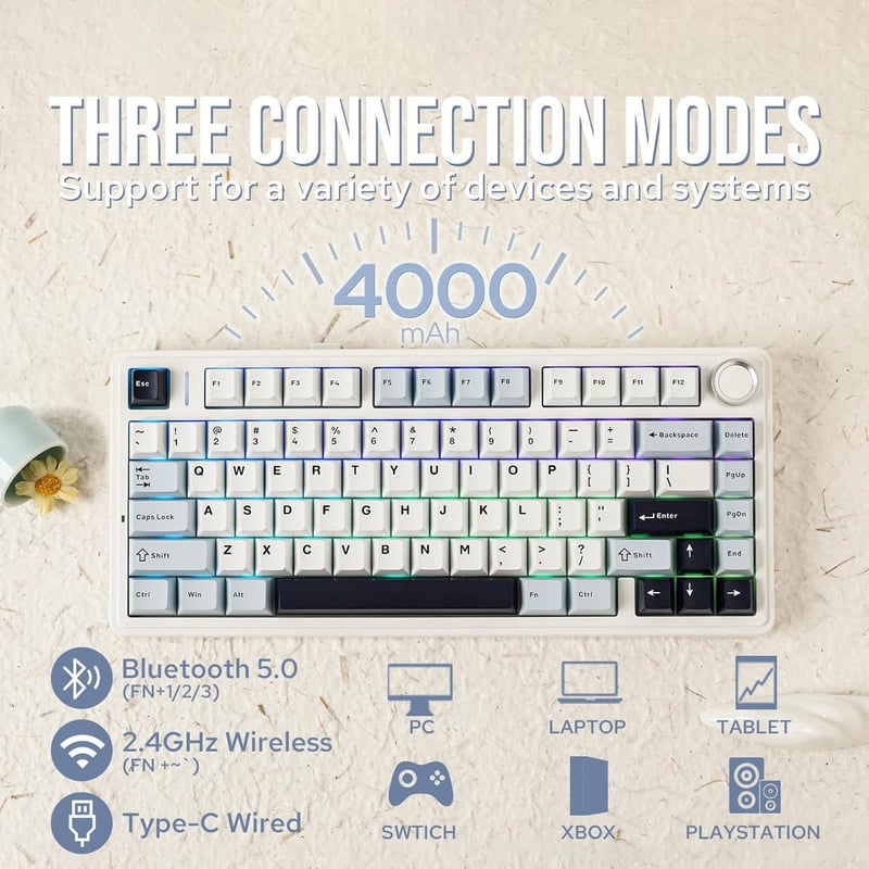 EPOMAKER Aula F75 Gamer Mechanikus Billentyűzet 75% RGB Bluetooth Vezeték Nélküli