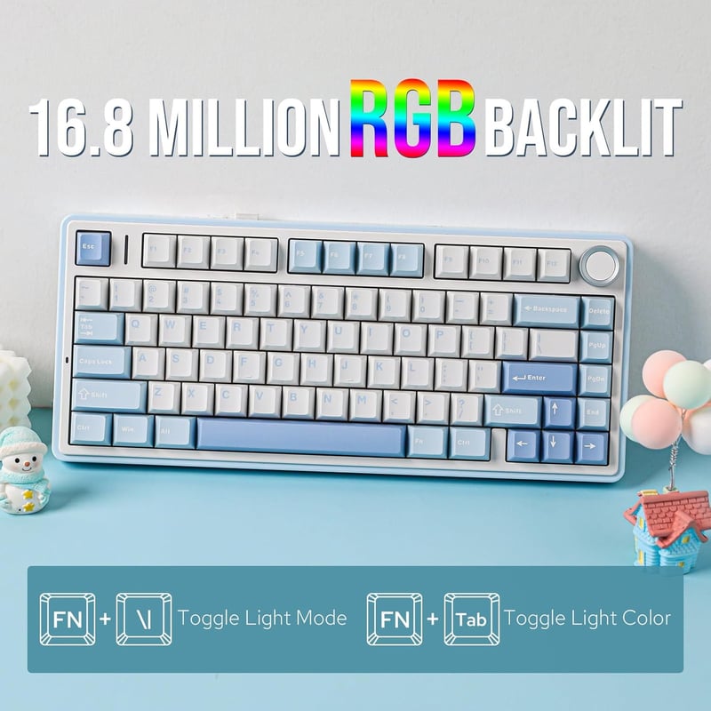 EPOMAKER Aula F75 Gamer Mechanikus Billentyűzet 75% Hot Swap RGB Bluetooth