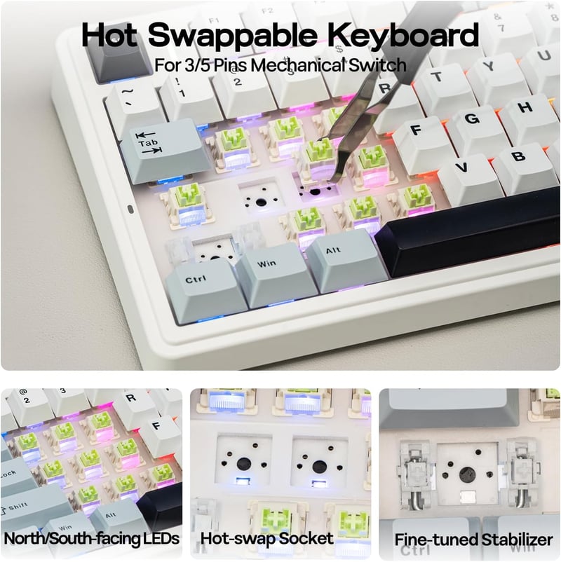 EPOMAKER Aula F75 Gasket Mechanikus Billentyűzet 75% Hot Swap RGB Bluetooth Vezeték Nélküli