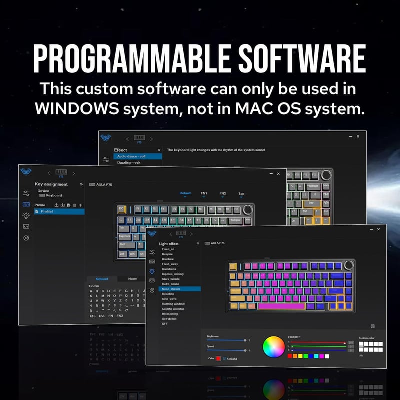 EPOMAKER Aula F75 Gamer Mechanikus Billentyűzet 75% RGB Bluetooth Vezeték Nélküli