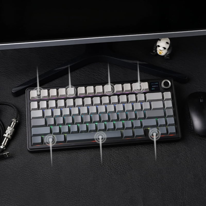 EPOMAKER Aula F75 MAX 75% Mechanikus Gaming Billentyűzet TFT Kijelzővel, Vezeték Nélküli, Hot-Swap, Fekete