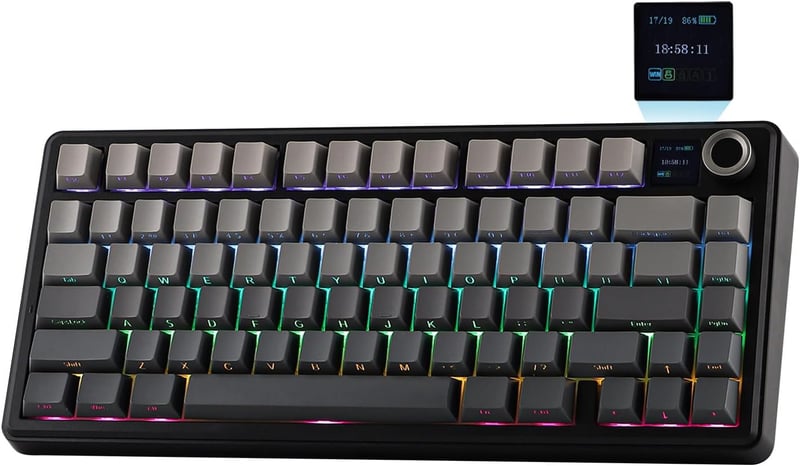 EPOMAKER Aula F75 MAX 75% Mechanikus Gaming Billentyűzet TFT Kijelzővel, Vezeték Nélküli, Hot-Swap, Fekete