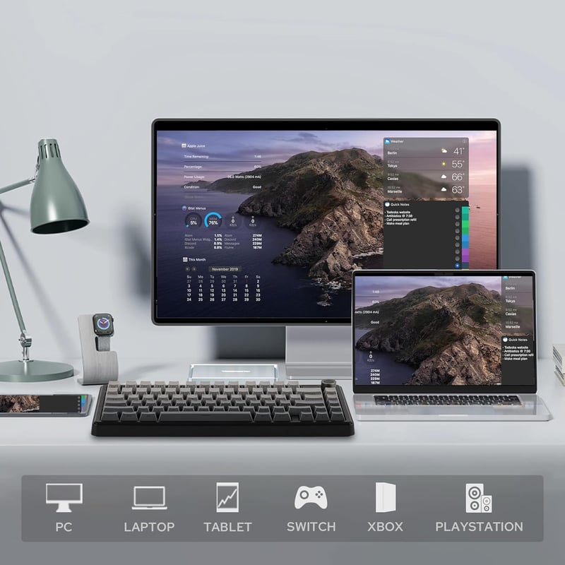 EPOMAKER Aula F75 MAX 75% Mechanikus Gaming Billentyűzet TFT Kijelzővel, Vezeték Nélküli, Hot-Swap, Fekete